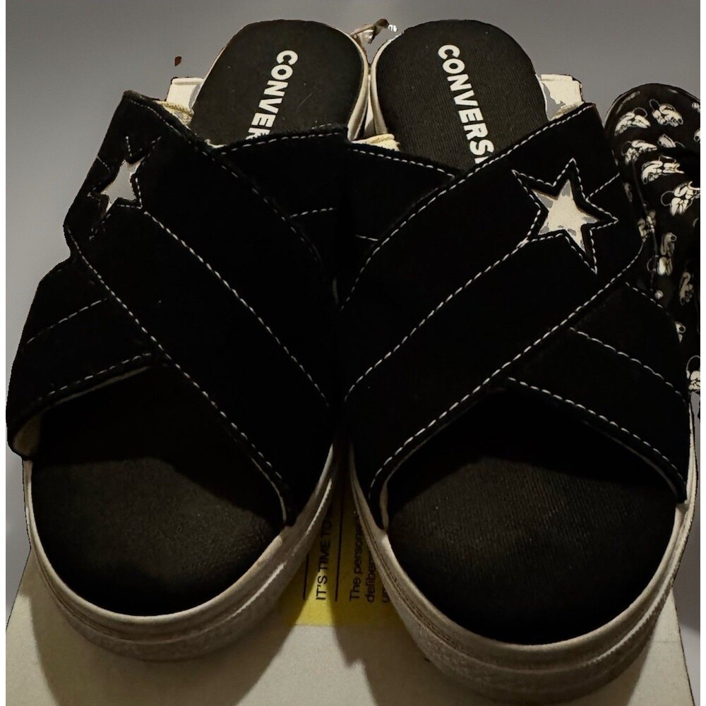 EUC Converse One Star Women 6 Sandal Suede Slip Black Egret